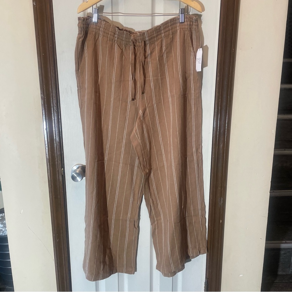 Time and Tru Brown Pants with White Stripes